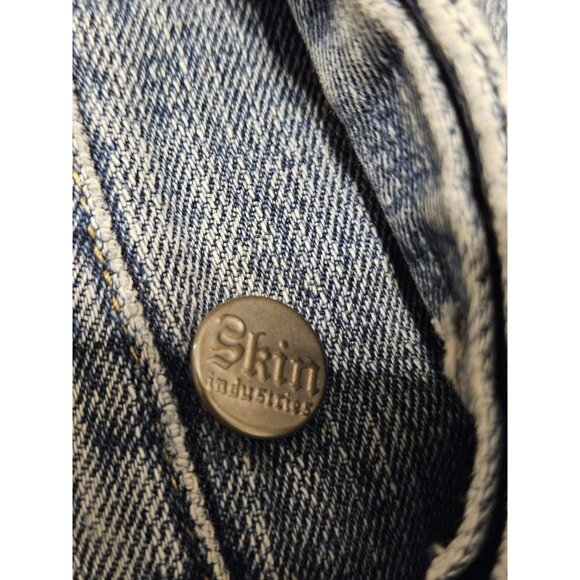 Skin Industry Blue Jeans Mens 36x30 Straight Leg Vtg 90s Button Fly Pink Lady - Picture 11 of 13
